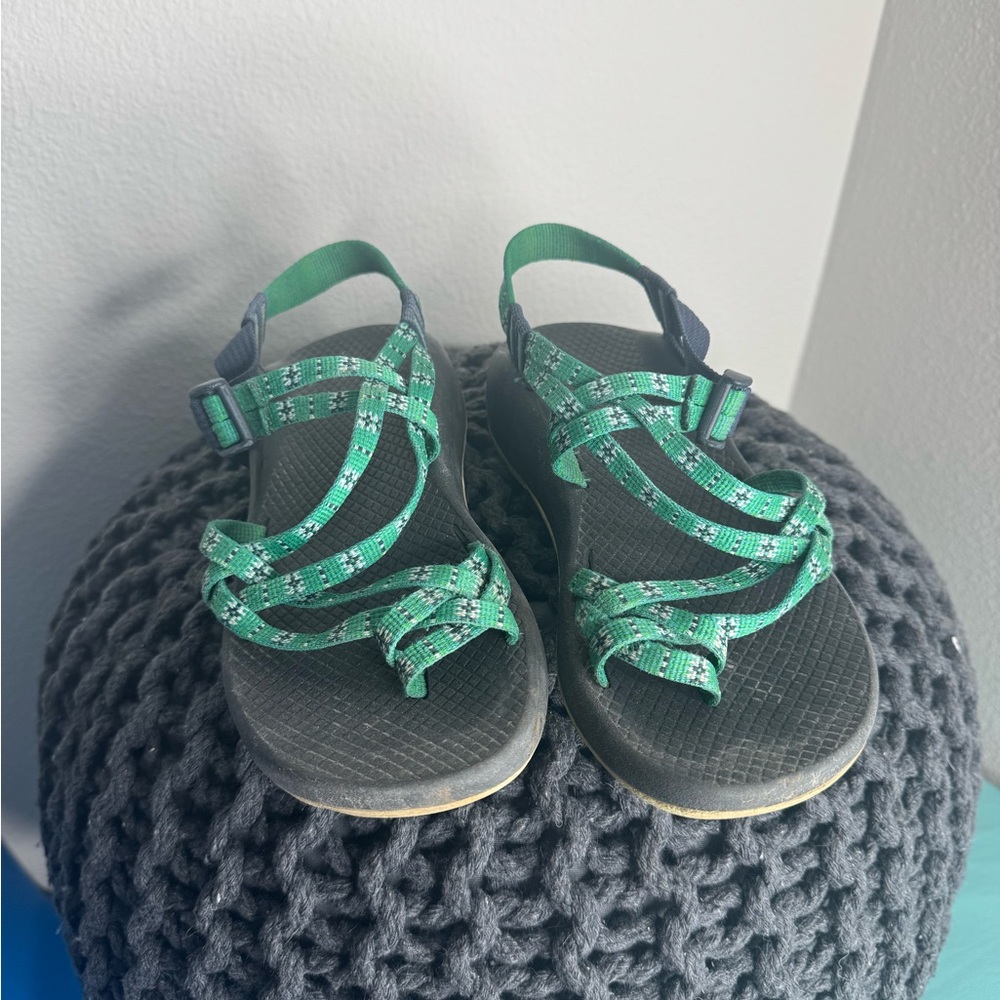 Chaco Green and Black Strappy Sandals
